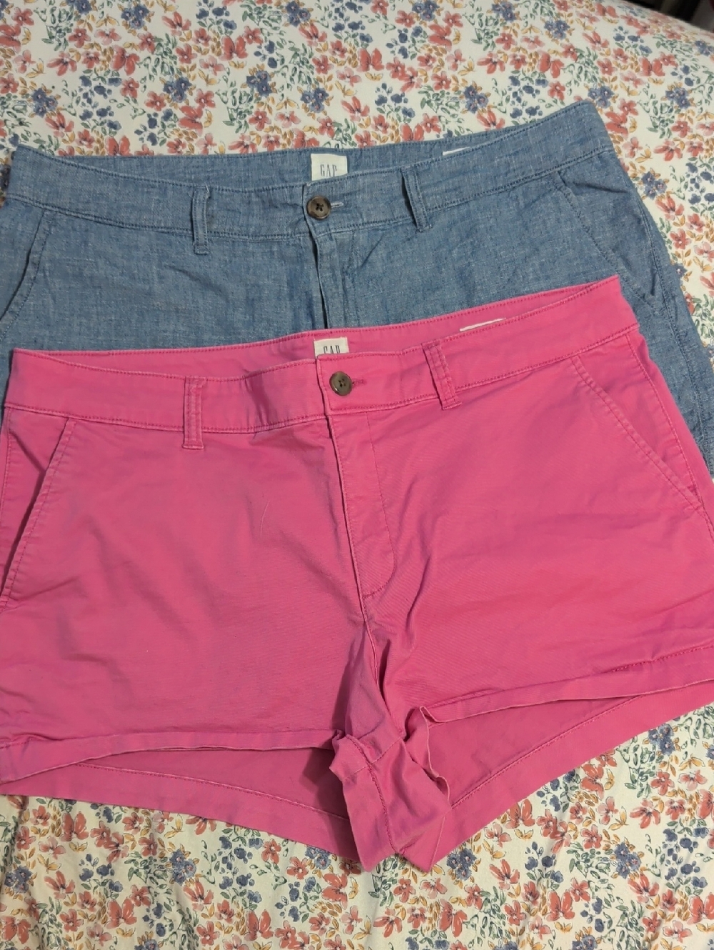 GAP Pink and Chambray Blue Women's Bermuda Shorts Duo, 3" Inseam,  Size 14